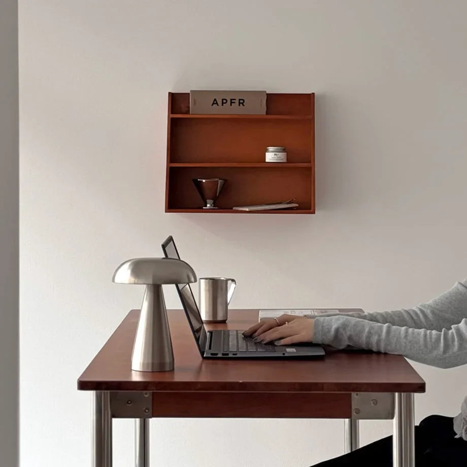 Natural Grain Slanted Wood Wall Shelf