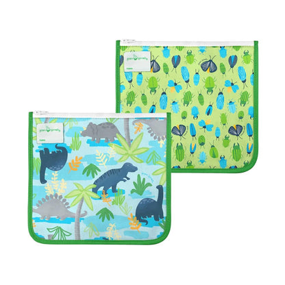 Green Sprouts Reusable Insulated Sandwich Bags (2 Pack) | Holds Food, Utensils, Wipes & More | Keeps Food Fresh | Food-Safe, Waterproof, Easy-Clean Material Baby Products Feeding Food Storage