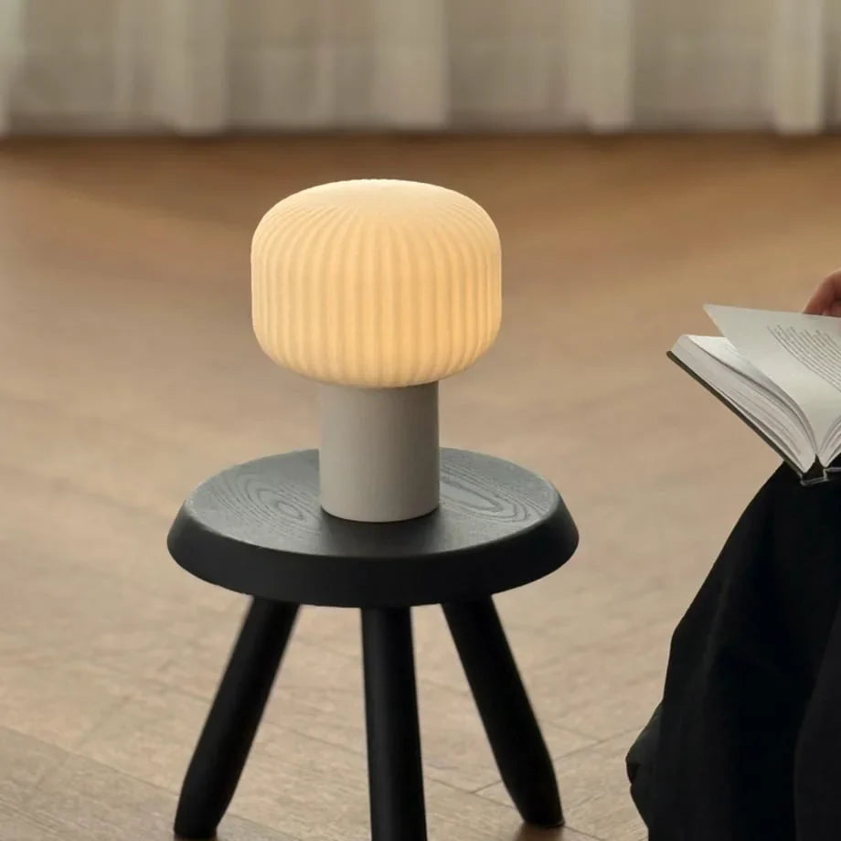 Pleated Glass Mushroom Accent Lamp
