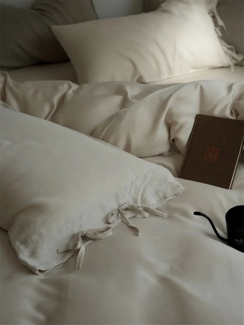Silky Soft Tie Closure Tencel Bedding Set