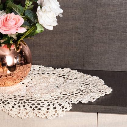 2-Pieces Handmade Cotton Crochet Doilies Oval Lace Table Placemats 12 X17Inch, Beige Home & Kitchen Kitchen & Dining Kitchen & Table Linens Place Mats