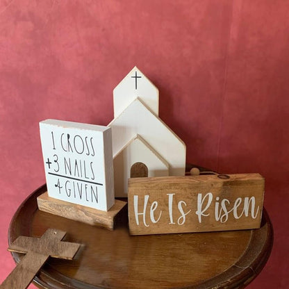 Easter Decorations, Easter Decor Farmhouse Rustic Tiered Tray Signs Rustic Easter Decoration for Home Table Kitchen (B) Home & Kitchen Home Décor Accents Home Décor Products Wall Pediments