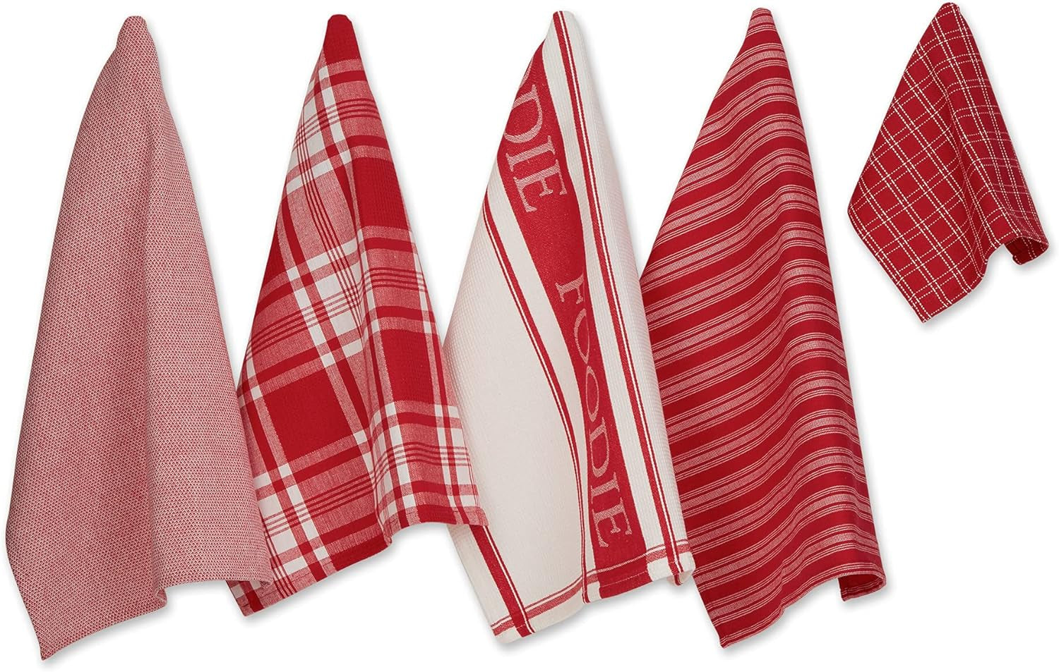 DII Everyday Collection Foodie Kitchen Set, Dishtowel & Dishcloth, Coral, 5 Piece Dish Cloths & Dish Towels Home & Kitchen Kitchen & Dining Kitchen & Table Linens