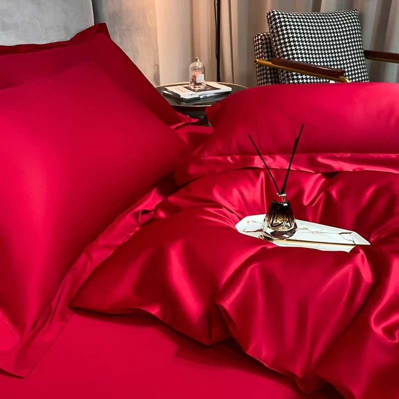 Neo Red Silky Cotton Bedding Set