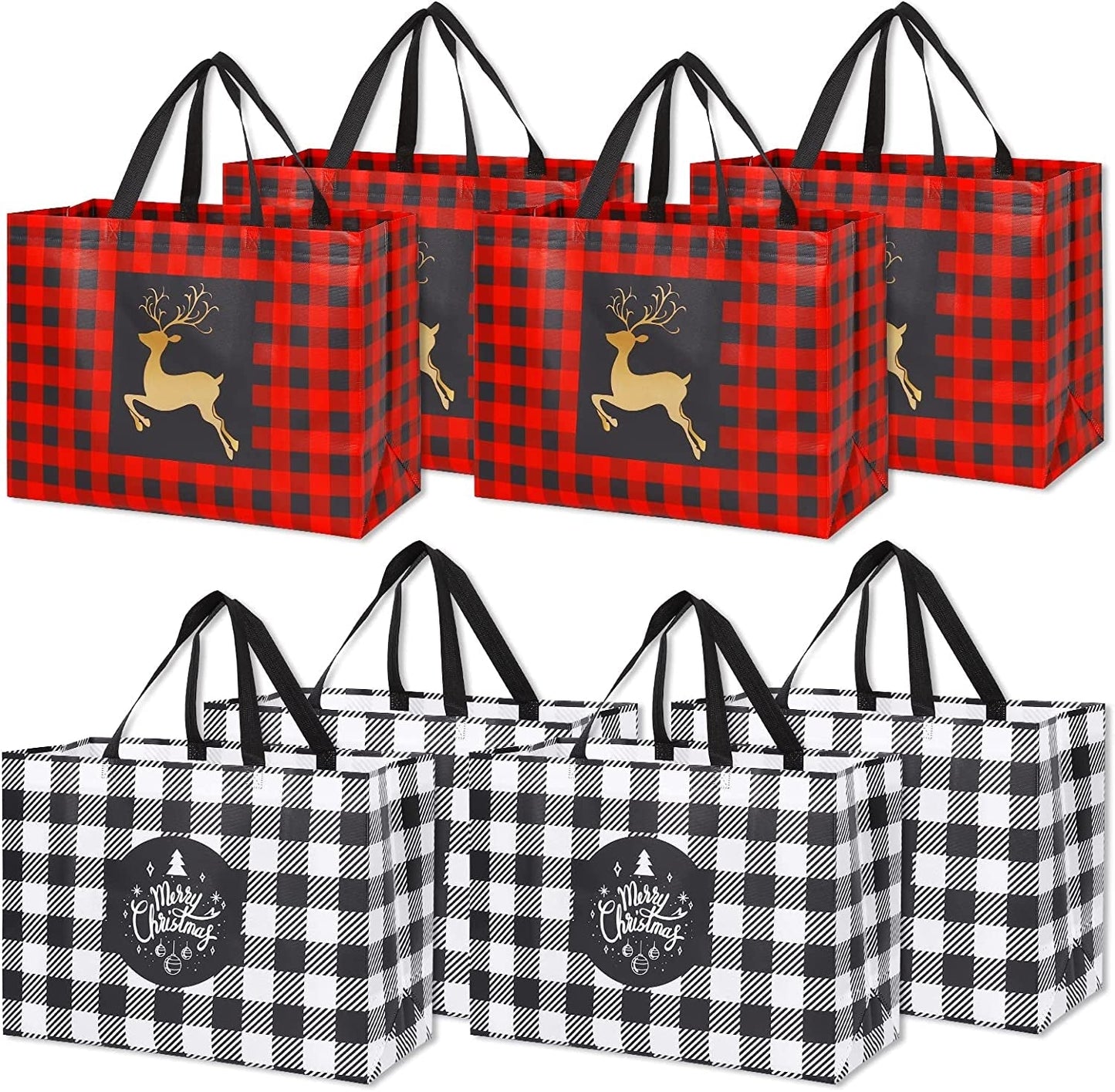 8 Pack Extra Large Christmas Gift Bags, Reusable Tote Bags with Handle Non-Woven Christmas Grocery Shopping Totes for Holiday Xmas, 16.9*12.6*6.8" Home & Kitchen Kitchen & Dining Luggage & Bags Reusable Grocery Bags Shopping Totes Storage & Organization Travel & To-Go Food Containers