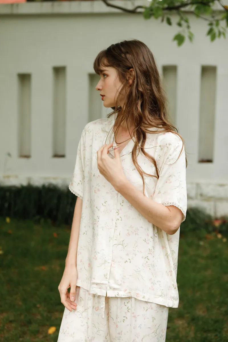 Silky Dainty Floral Cotton Sateen Pajama