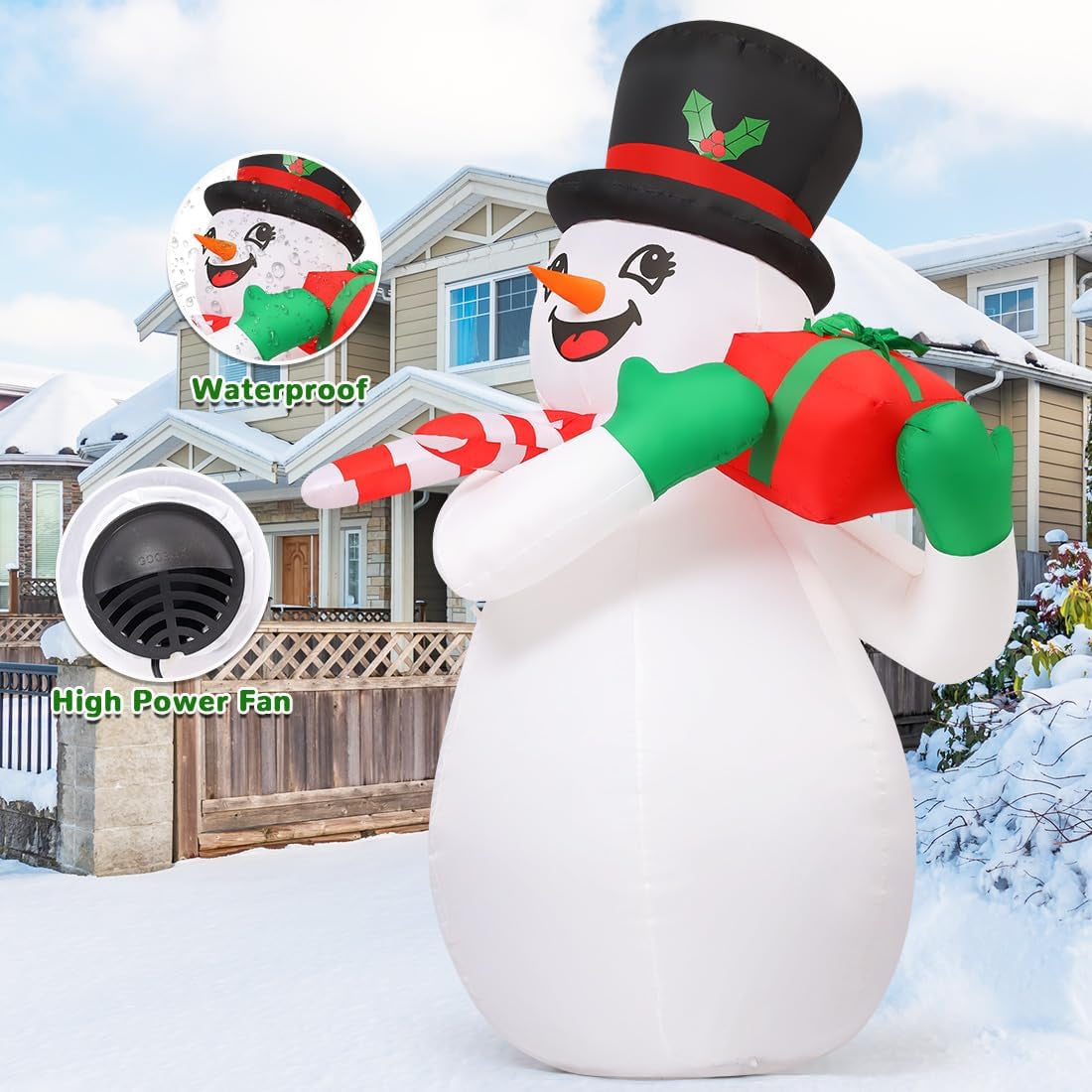 GOOSH 6 FT Christmas Inflatables Snowman Outdoor Decorations Blow up Yard Cute Snowman with a Box with Built-In Leds for Xmas Garden Lawn Indoor Party Decor Inflatable Yard Decorations Lawn & Garden Outdoor Décor Outdoor Holiday Decorations Patio