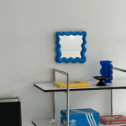 Glossy Wavy Frame Melamine Desktop Mirror