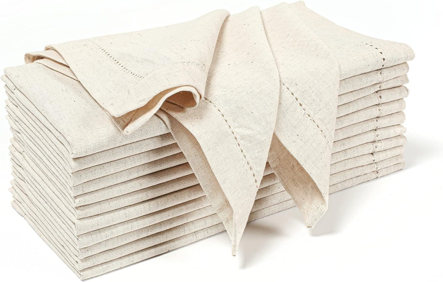 Cotton Cloth Dinner Napkins Oversized 20X20-Cotton Flax Fabric Hemstiched Detailing & Tailored with Mitered Corners-Ideal for Events and Regular Use-White (Pack of 4) Cloth Napkins Home & Kitchen Kitchen & Dining Kitchen & Table Linens