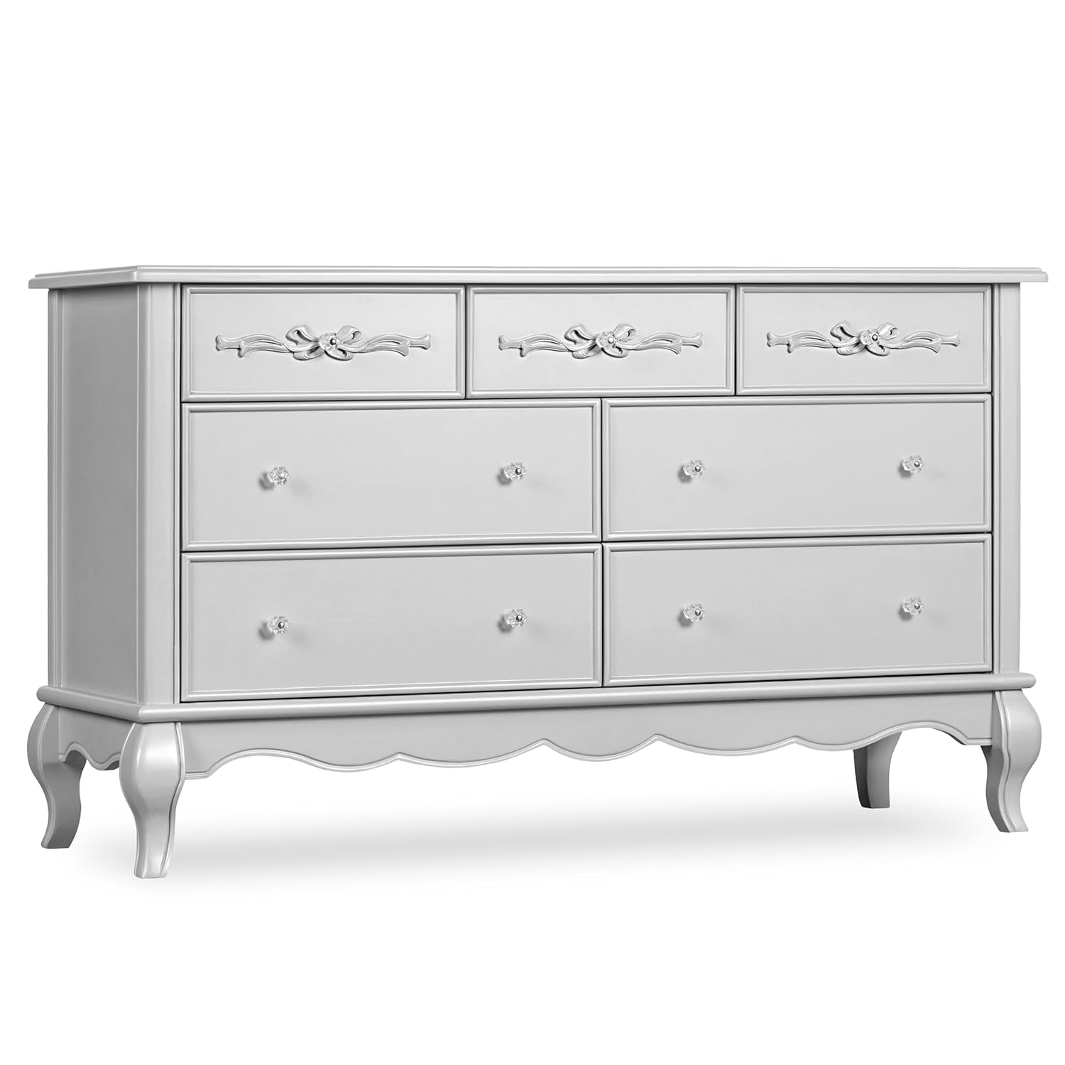 Evolur Aurora 7 Drawer Double Dresser, Akoya Grey Pearl/Silver Mist & Aurora 6 Drawer Tall Chest in Akoya Grey Pearl/Silver Mist Bedroom Furniture Dressers Furniture Home & Kitchen