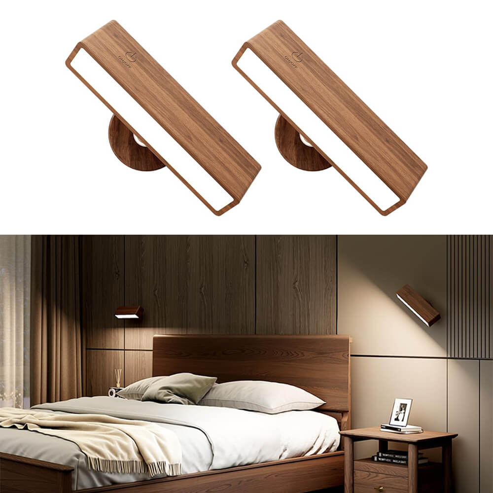 Rechargeable Square Wood Grain Wall Light(2 Packs)