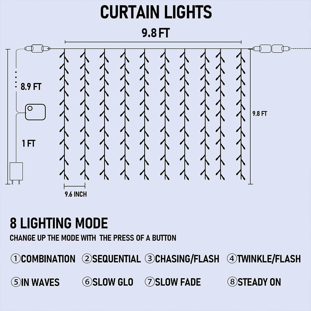 Window Curtain String Lights(300 LEDs)