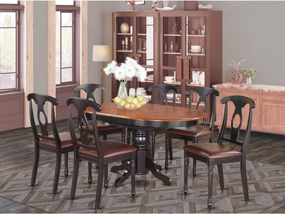 East West Furniture KENL7-BLK-W 7 Piece Modern Dining Table Set Consist of an Oval Wooden Table with Butterfly Leaf and 6 Kitchen Dining Chairs, 42X60 Inch, Black & Cherry Dining Room Furniture Furniture Home & Kitchen Table & Chair Sets