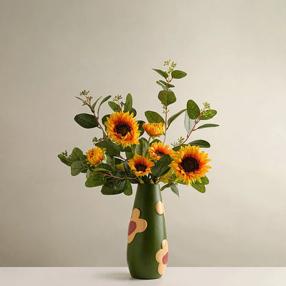 Matte Pop Art Floral Ceramic Vase