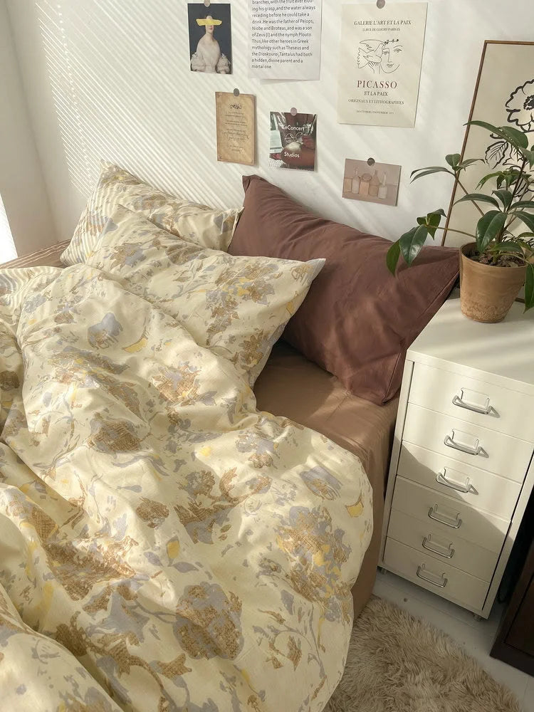 Soft Vintage Floral Cotton Bedding Set
