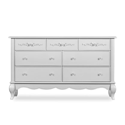 Evolur Aurora 7 Drawer Double Dresser, Akoya Grey Pearl/Silver Mist & Aurora 6 Drawer Tall Chest in Akoya Grey Pearl/Silver Mist Bedroom Furniture Dressers Furniture Home & Kitchen