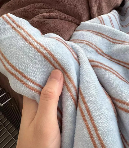 Plush Pinstripe Flannel Fleece Bedding Set