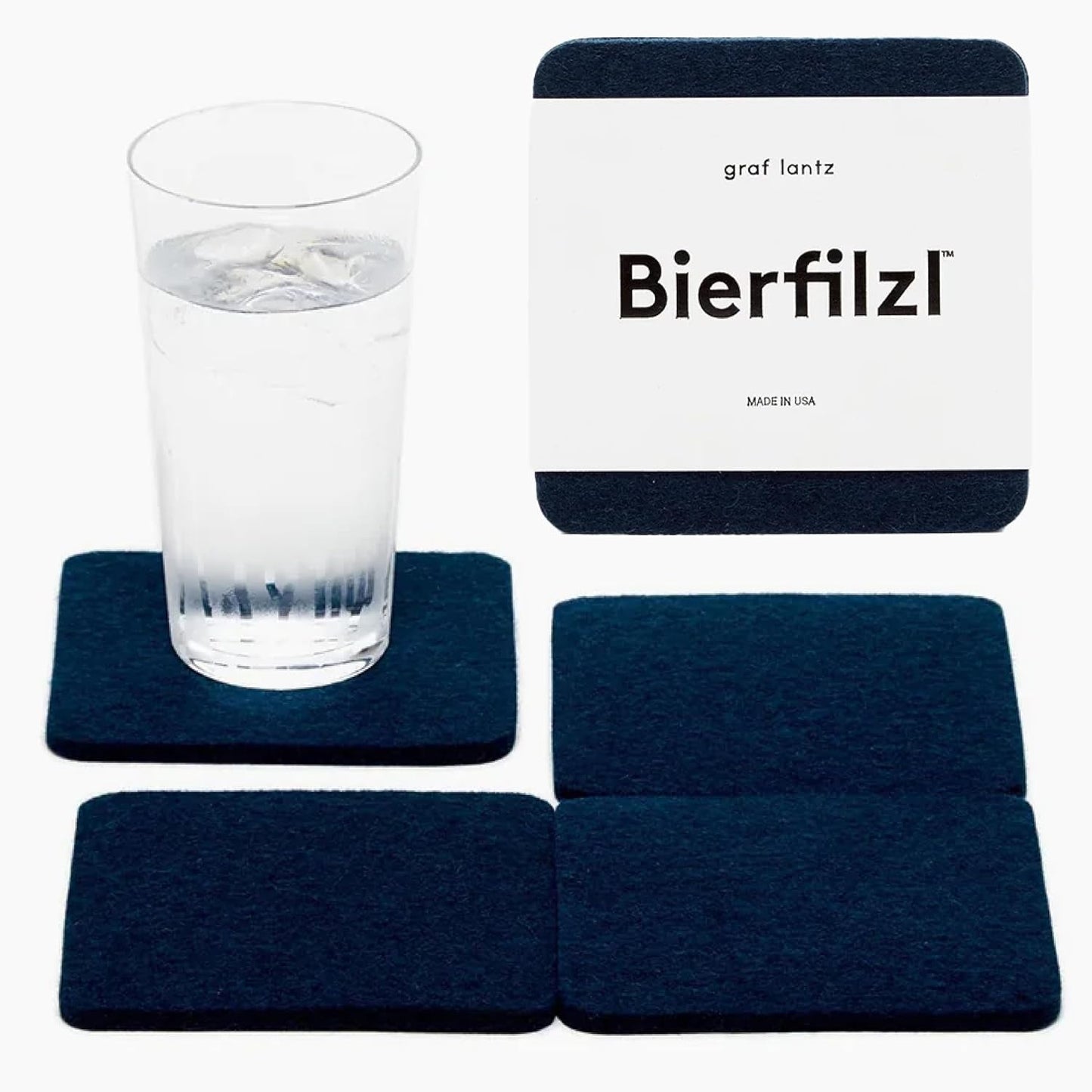 Graf Lantz - Bierfilzl Felt Coasters - Square - 100% Merino Wool - Moisture Wicking - Heat Resistant - Sustainable - Home Decor - Housewarming Gift - 4 Coaster Set - 4" X 4" X 5 Mm - Forest Bar Tools Bar Tools & Drinkware Coasters Dining & Entertaining Home & Kitchen Kitchen & Dining