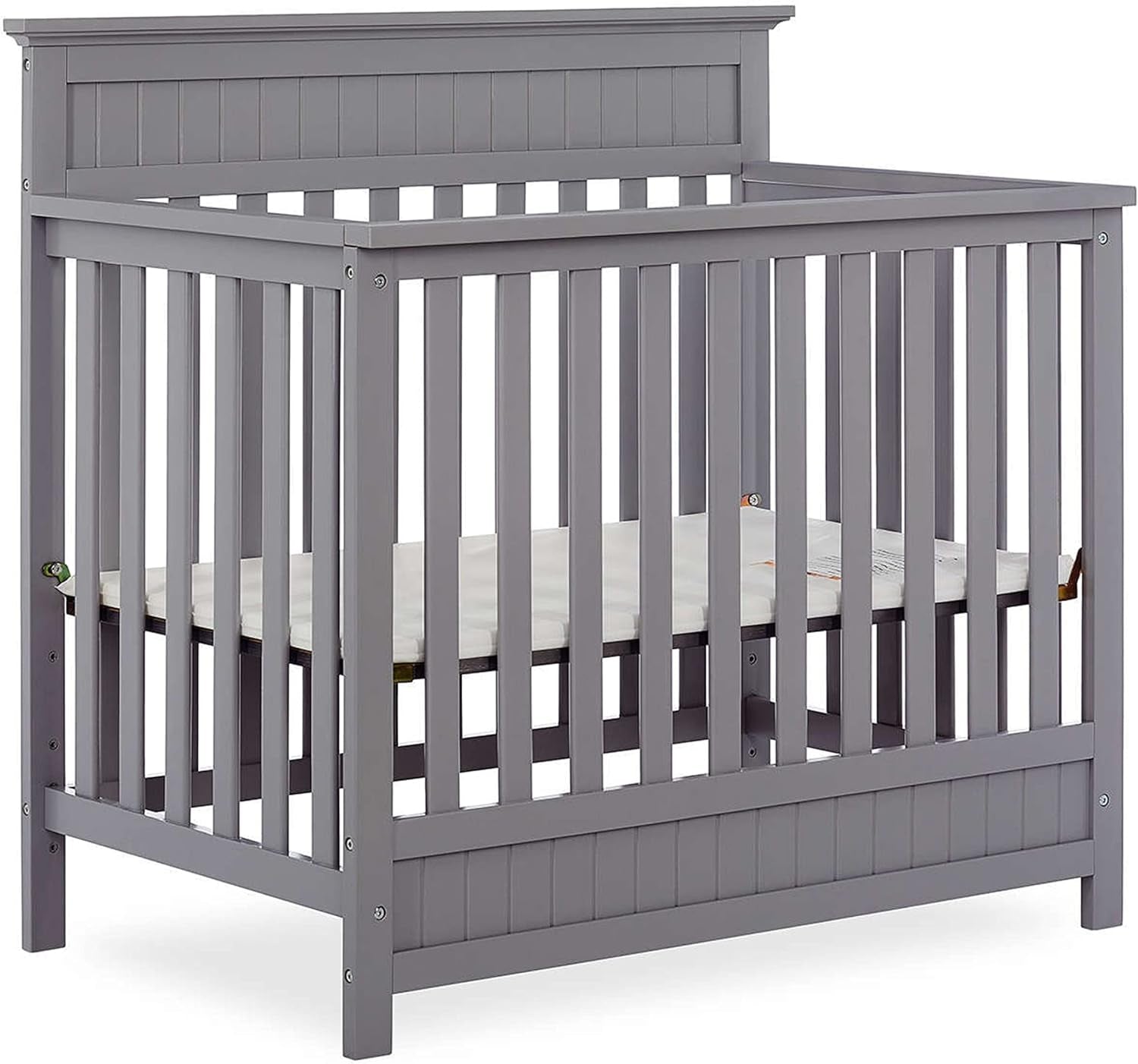 Harbor Full Panel 4-In-1 Convertible Mini Crib in Espresso, Water-Based Paint Finish, JPMA Certified, 3-Position Mattress Height Setting, Made of Solid Pinewood Baby Products Convertible Cribs Furniture Infant & Toddler Beds Nursery