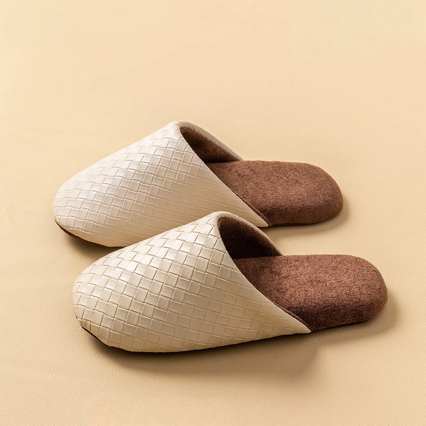 Plush Woven Texture Cotton House Slippers