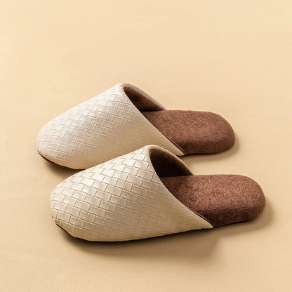 Plush Woven Texture Cotton House Slippers