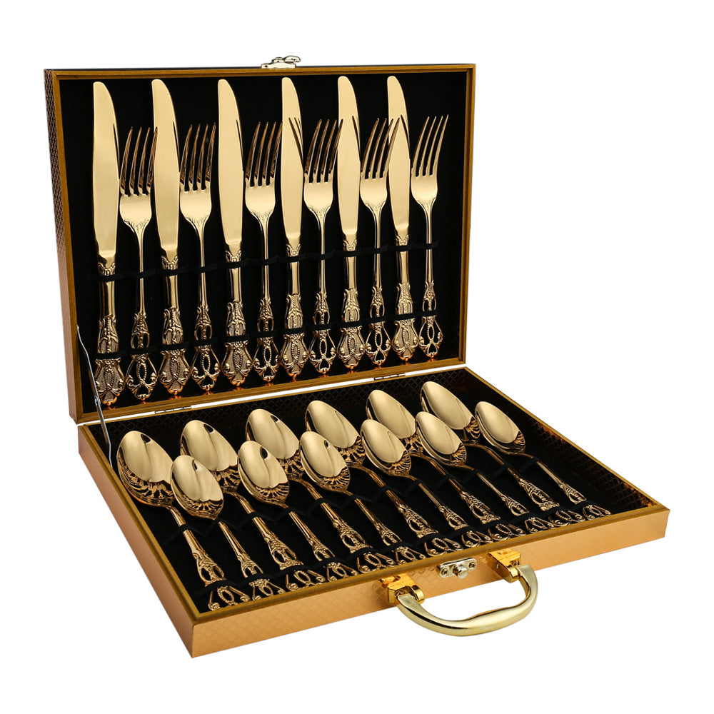 Dalia Gold Hammered Stainless Steel Cutlery Set