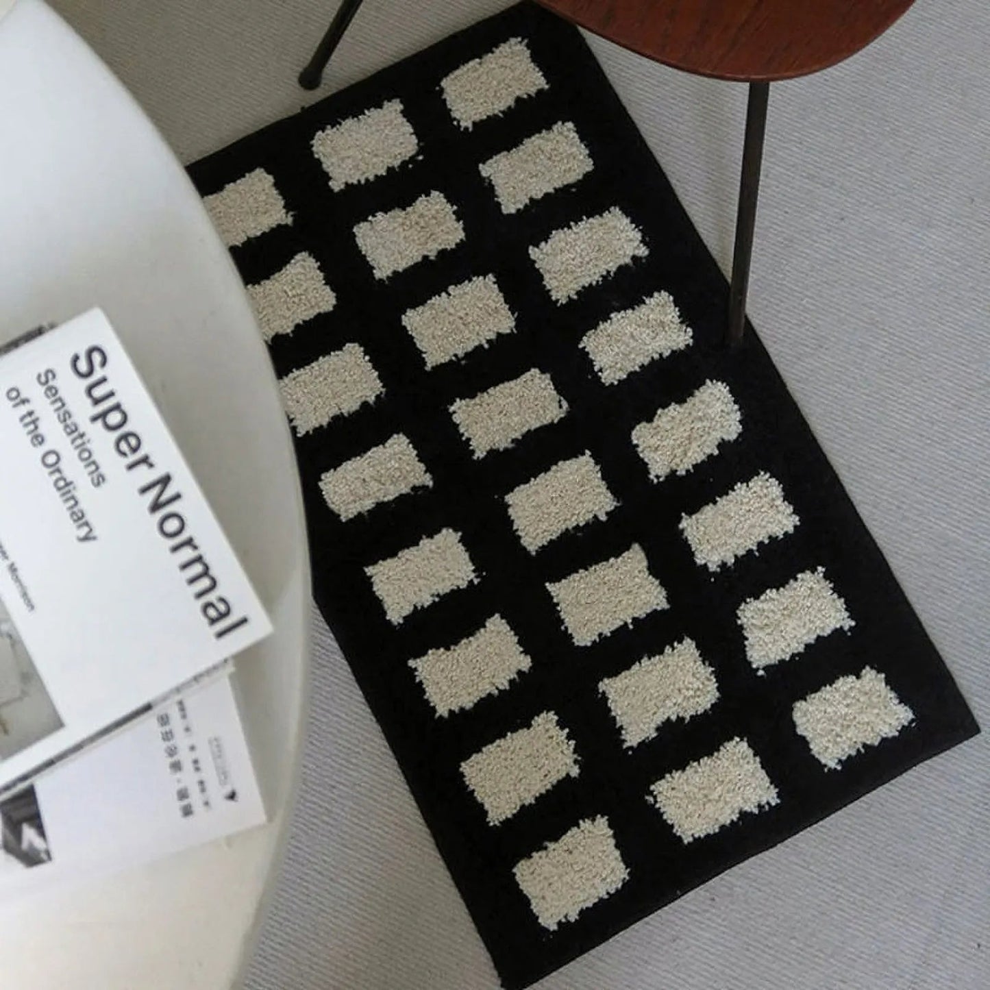 Tufted Plush Block Grid Accent Rug