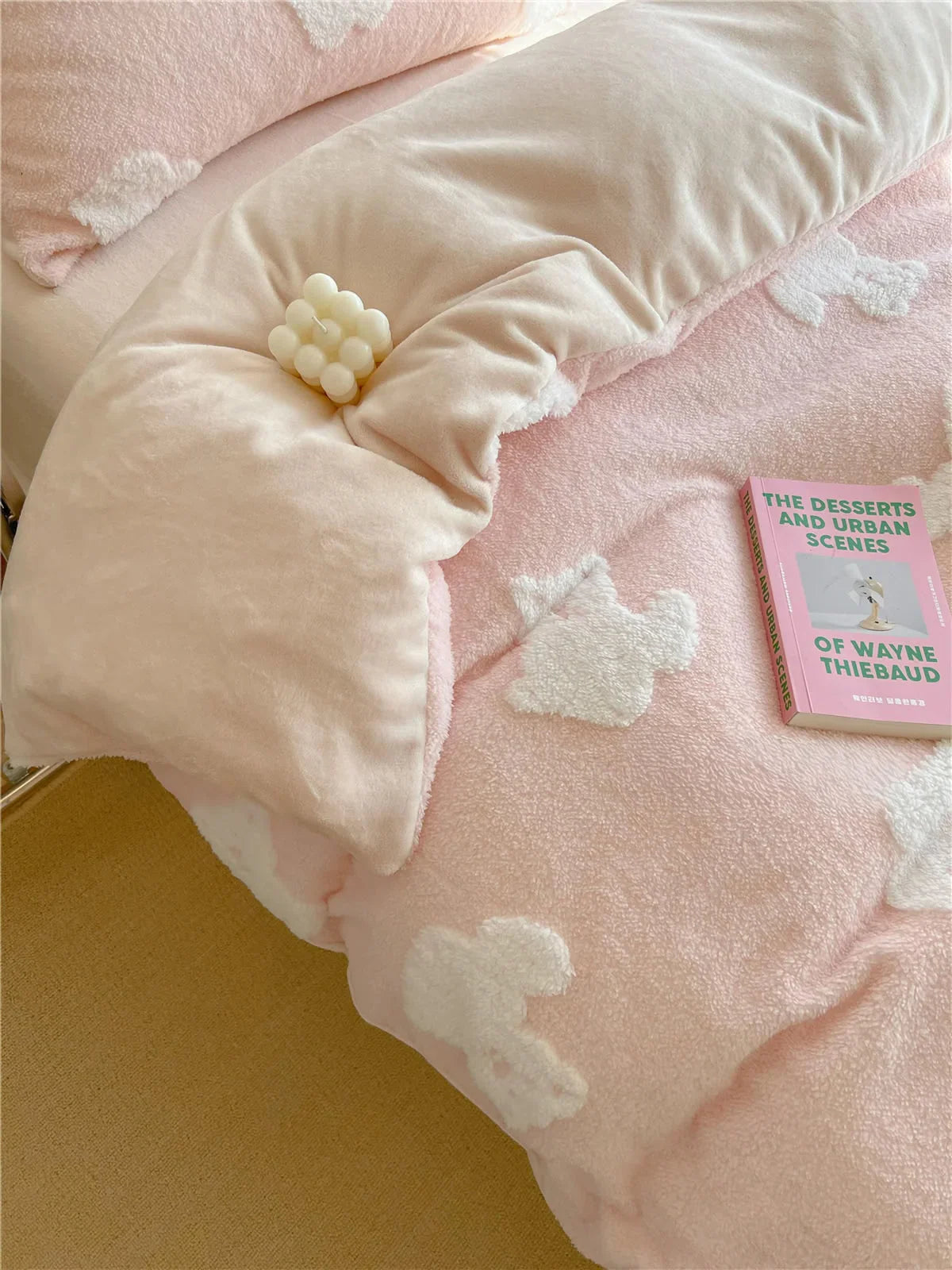 Plush Teddy Bear Flannel Fleece Bedding Set