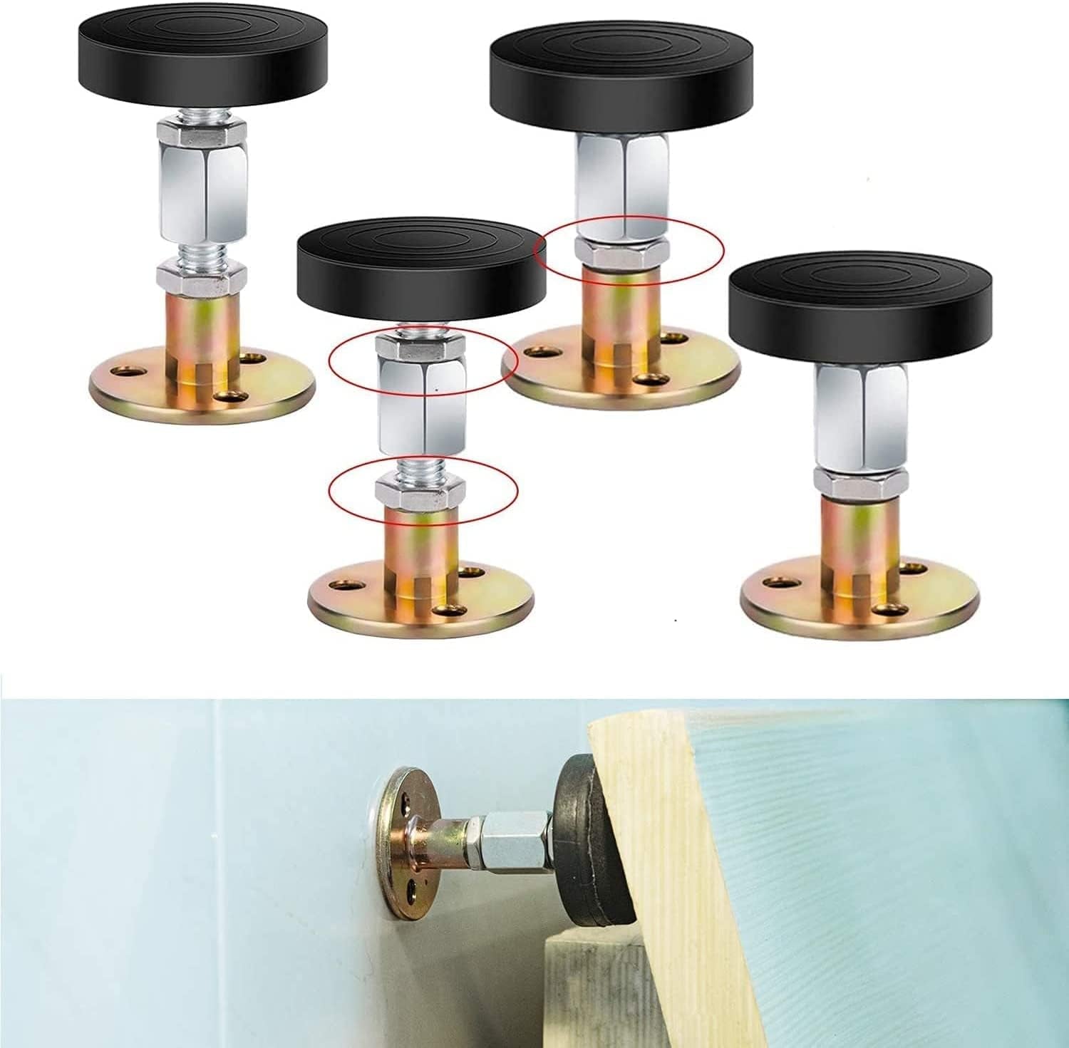 4 Pcs 2022 Upgraded Headboard Stoppers with Added Hex Nut, 1.1In- 2.6In Adjustable, Bed Frame Anti-Shake Tool for Beds Headboard, Easy Install(3 Bed Frames Bedroom Furniture Beds Frames & Bases Furniture Home & Kitchen