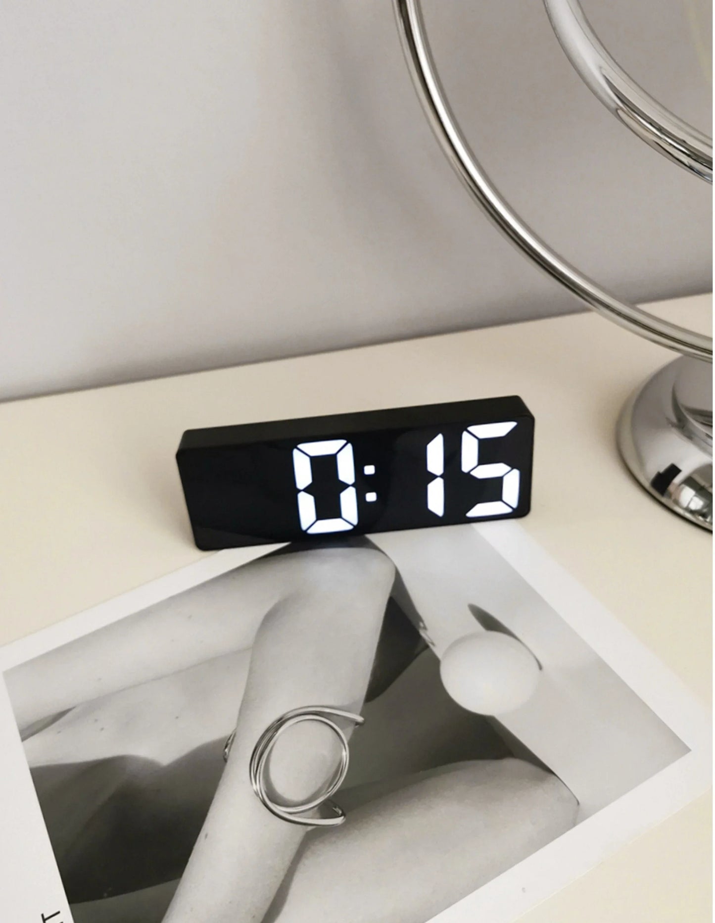 Sleek Mirrored Acrylic LED Table Clock