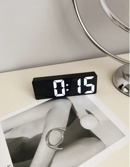 Sleek Mirrored Acrylic LED Table Clock