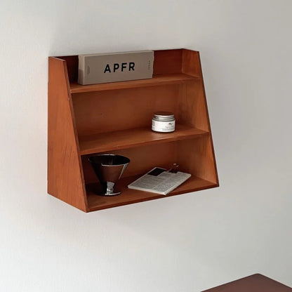 Natural Grain Slanted Wood Wall Shelf