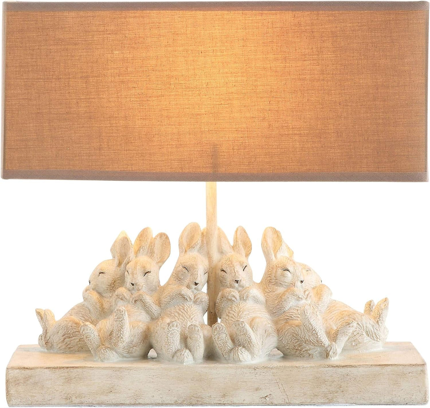 Whitewashed Rabbit Table Lamp with Sand Colored Linen Shade Lamps & Shades Lighting & Ceiling Fans Table Lamps Tools & Home Improvement