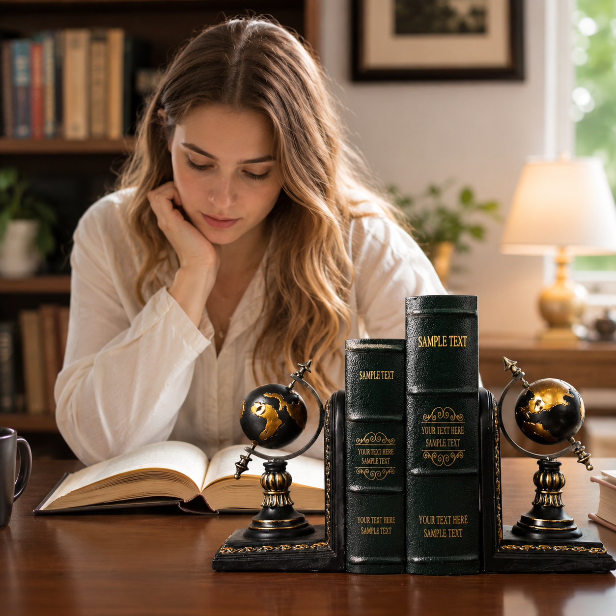 Resin Desktop Bookends - Elegant Office & Home Organizer bookend Living Room Organizer Table