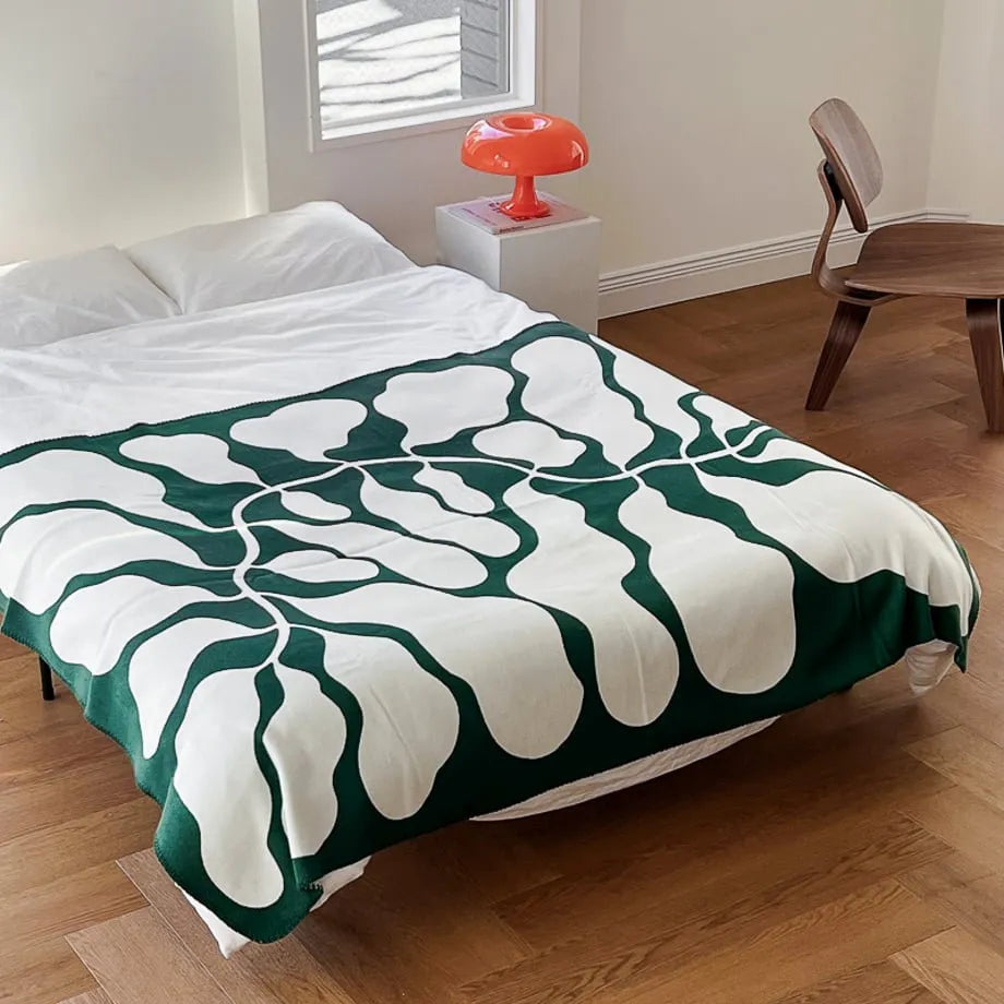 Abstract Botanical Flannel Fleece Throw Blanket