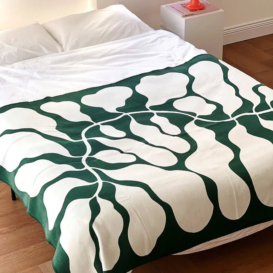 Abstract Botanical Flannel Fleece Throw Blanket