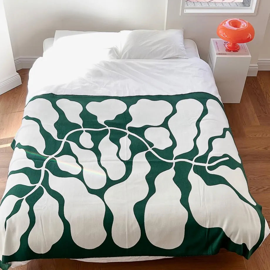 Abstract Botanical Flannel Fleece Throw Blanket