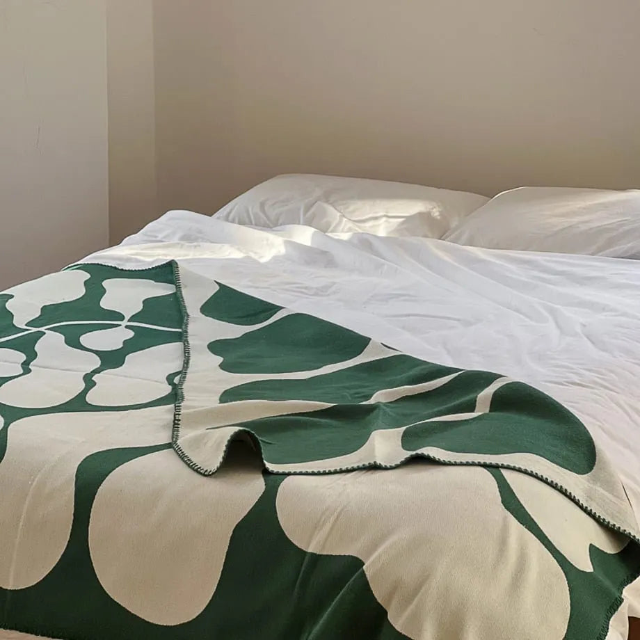 Abstract Botanical Flannel Fleece Throw Blanket