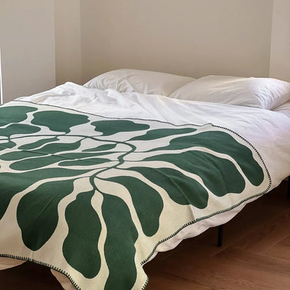 Abstract Botanical Flannel Fleece Throw Blanket
