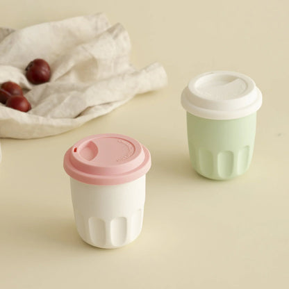 Frosted Grooved Ceramic Reusable Coffee Cup