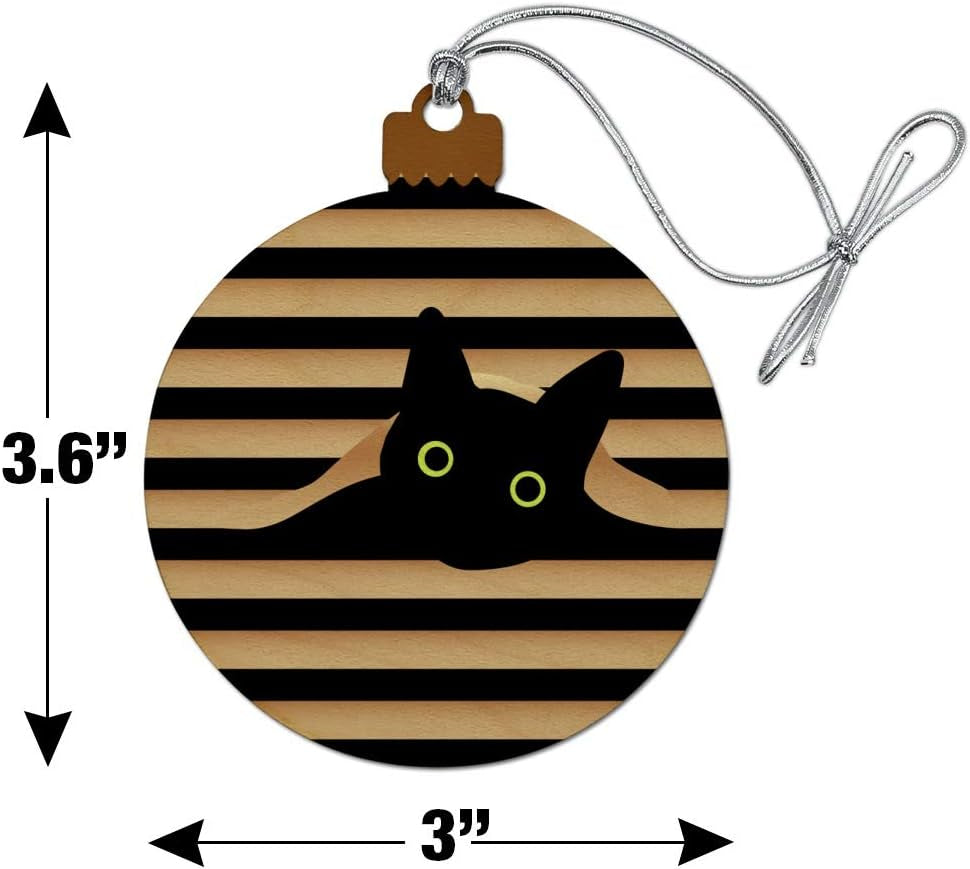 Black Cat in Window Wood Christmas Tree Holiday Ornament Hanging Ornaments Home & Kitchen Home Décor Accents Home Décor Products