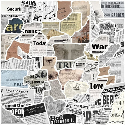 Vintage Newspaper Collage Sticker Pack
