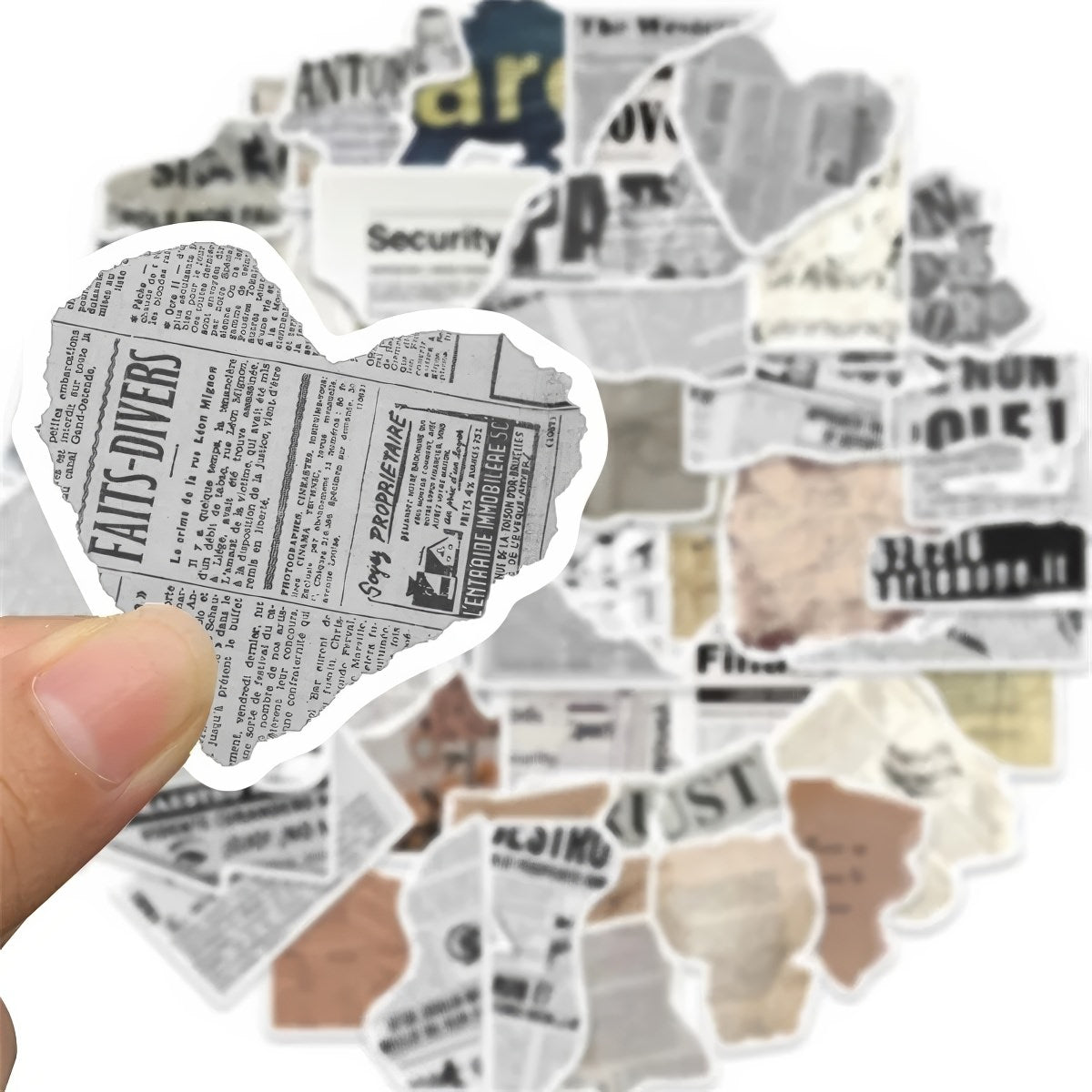 Vintage Newspaper Collage Sticker Pack
