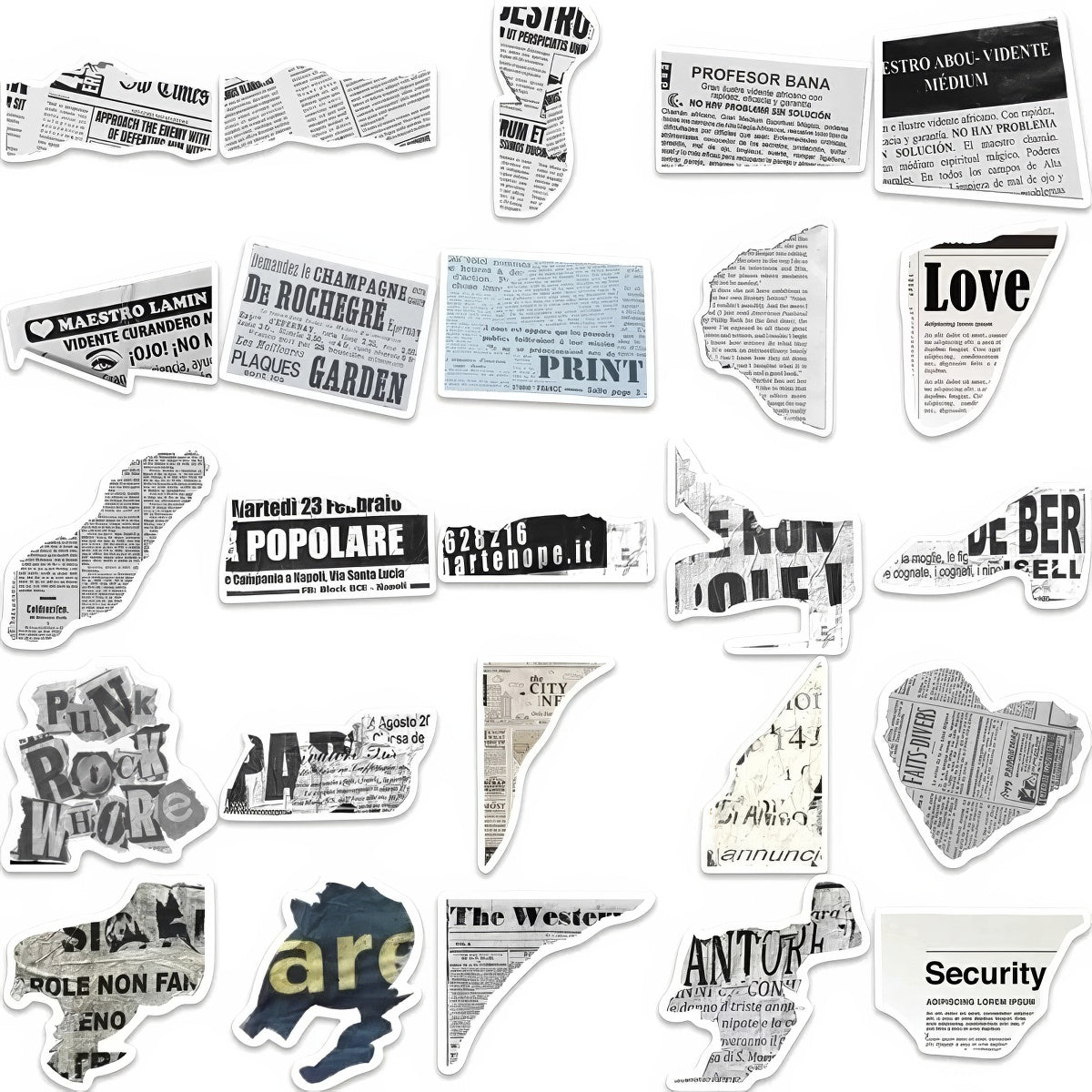 Vintage Newspaper Collage Sticker Pack