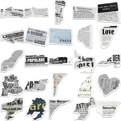 Vintage Newspaper Collage Sticker Pack