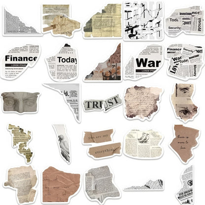 Vintage Newspaper Collage Sticker Pack