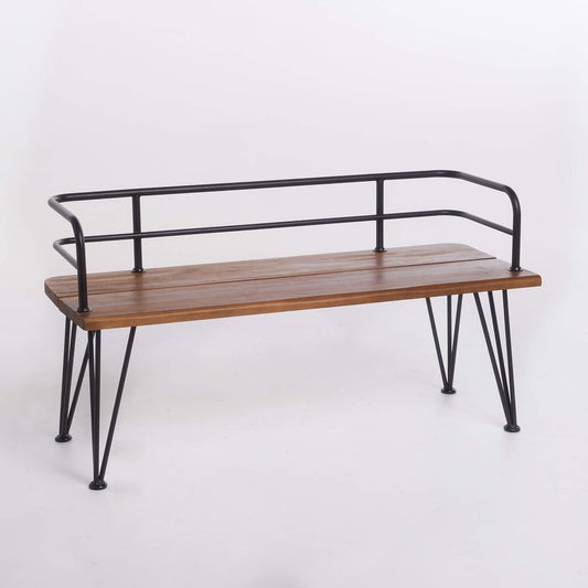 Christopher Knight Home Lastoro Outdoor Industrial Rustic Iron and Acacia Wood Bench, Teak Finish with Rustic Metal Benches Lawn & Garden Patio Patio Furniture & Accessories Patio Seating