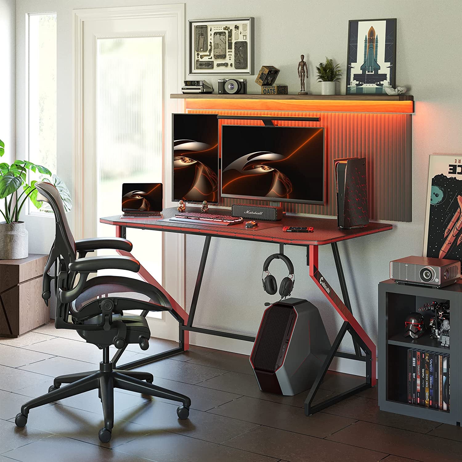 CubiCubiゲーミングデスク Cubicubi Simple Gaming Desk Z Shaped 47 Inch Gamer Workstation