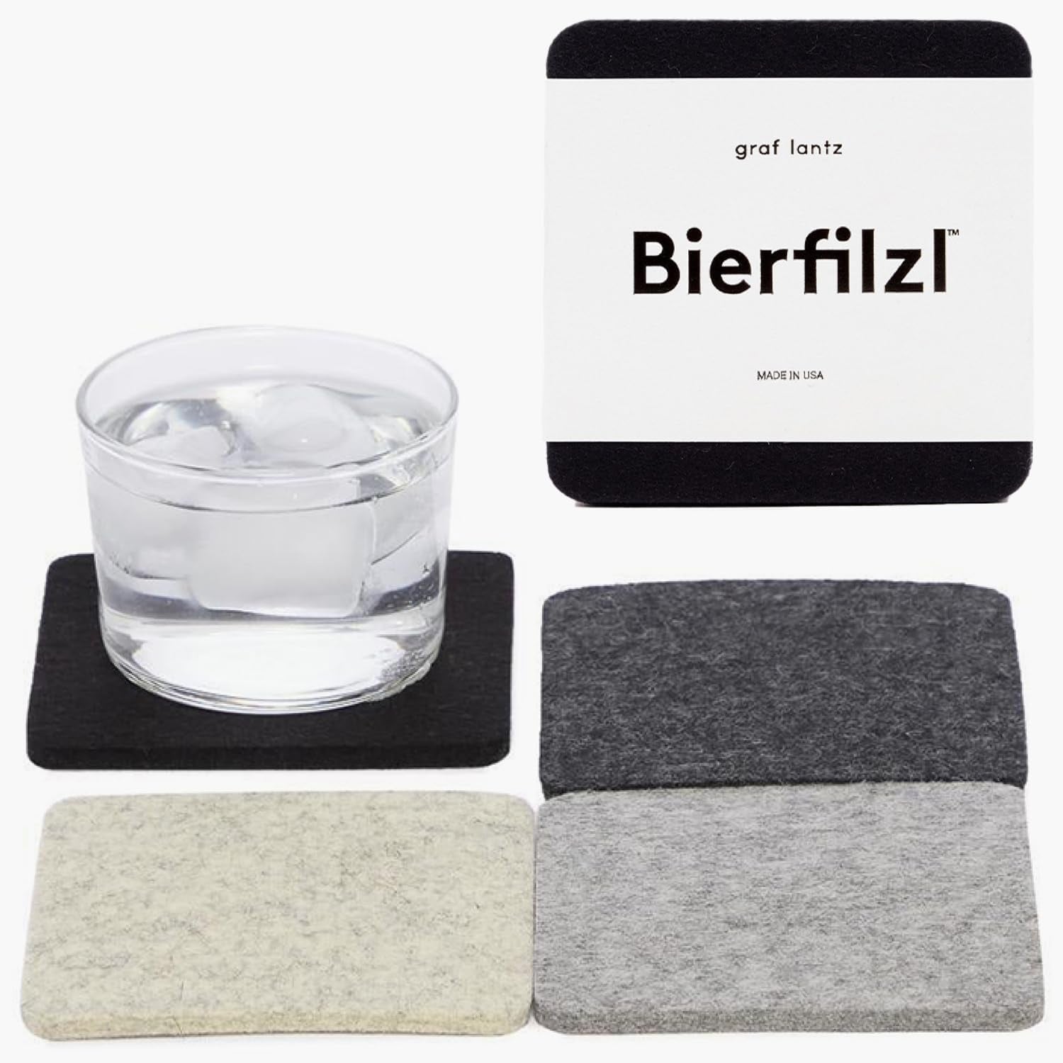 Graf Lantz - Bierfilzl Felt Coasters - Square - 100% Merino Wool - Moisture Wicking - Heat Resistant - Sustainable - Home Decor - Housewarming Gift - 4 Coaster Set - 4" X 4" X 5 Mm - Forest Bar Tools Bar Tools & Drinkware Coasters Dining & Entertaining Home & Kitchen Kitchen & Dining