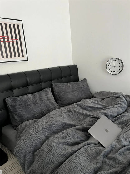 Plush Ruched Fleece Bedding Set